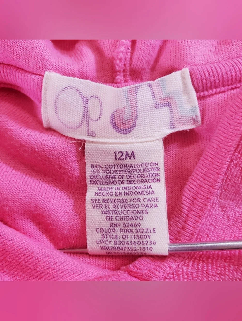 K1139 * Op Ocean Pacific Girls Hooded Terry Swim Cover Up Dress Pink Size 12M